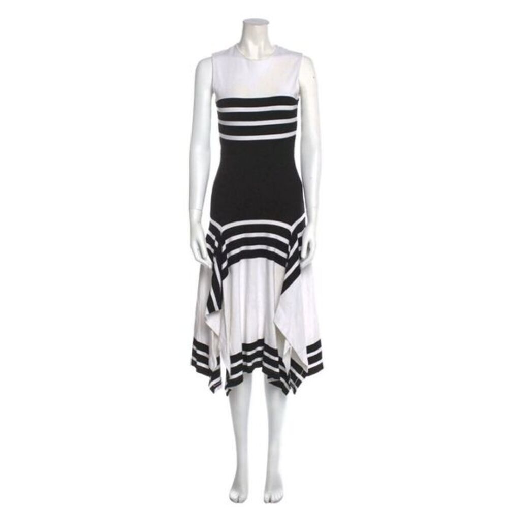 Rosetta Getty $1060 Retail White & Black Striped Color Block Sleeveless Dress S